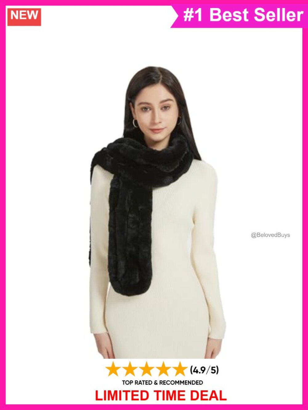Real Rex Rabbit Fur Scarf Shawl Long Fluffy Winter Neck Warmer